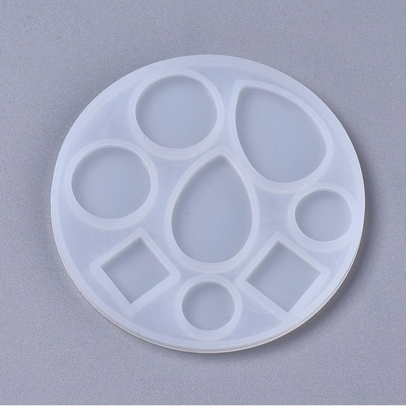 1pc Silicone Molds Resin Casting Molds For UV Resin Epoxy Resin Jewelry Making Mixed Shapes teardrop & Flat Round & Rhombus White 92x5mm DIY