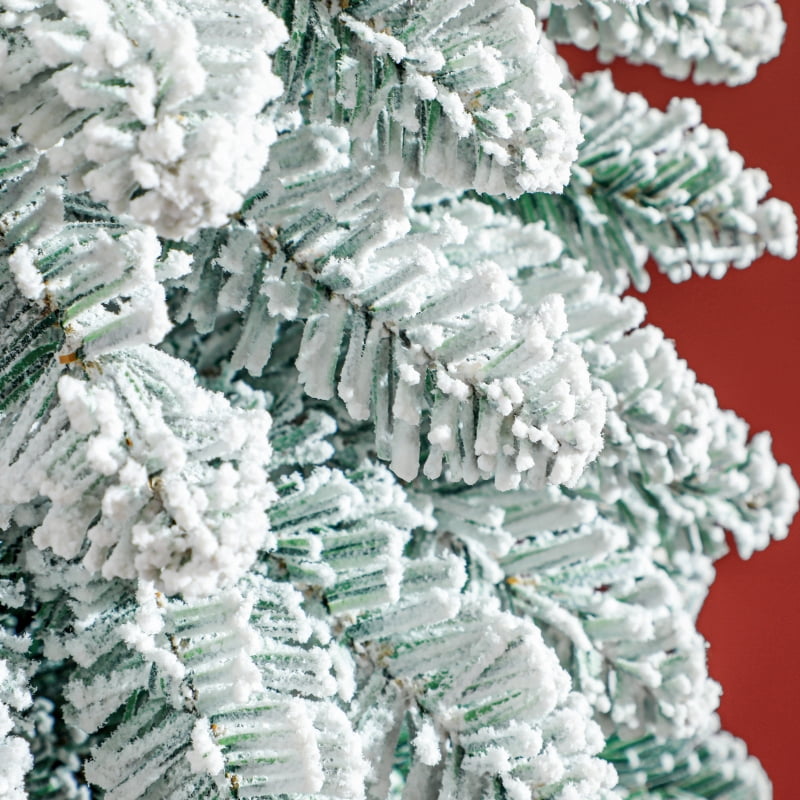 Alvantor Christmas Tree Unlit Flocked Pencil with 603 Tips & Snow Effect 22.8"x22.8"x96" 8ft Green