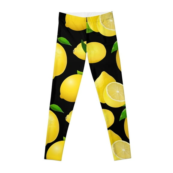Yellow Fresh Lovely Lemons Leggings Women's sports sport set gym top Womens Leggings