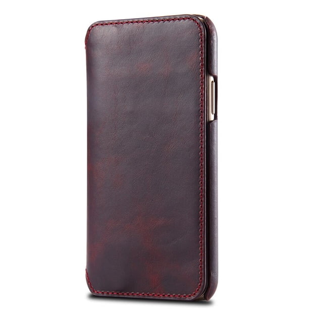 Funda de cuero de vaca con tapa para teléfono, carcasa de lujo con capa superior de cera de aceite para iPhone 12, 13, 14, MAX, Samsung S10, 20, note 10 plus Fivean unisex