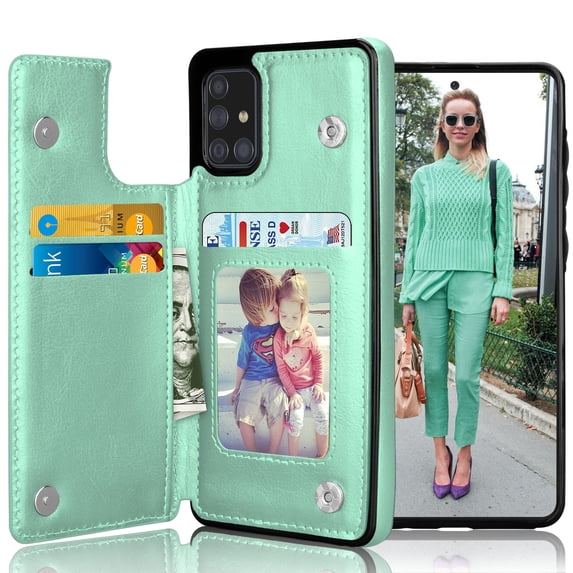 Tiflook Samsung Galaxy A71 5G Wallet Case PU Leather Card Holder Magnetic Closure Flip Cover Turquoise