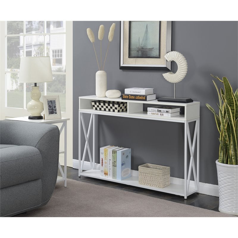 Convenience Concepts Tucson Deluxe Two-Tier Console Table in White ...