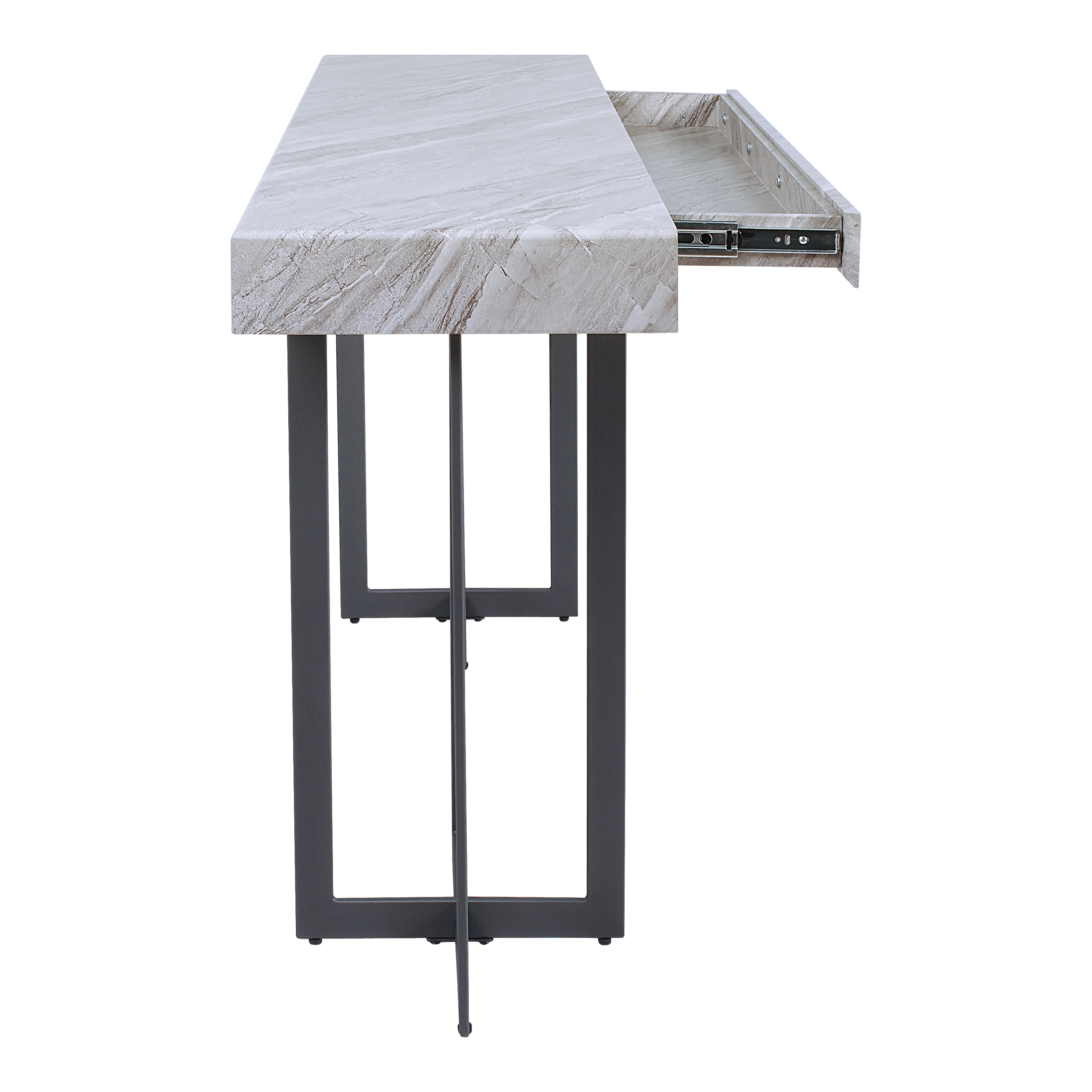 Furniture of America Ariadne 1-Drawer Wood Gray and Gun Metal Sofa Table