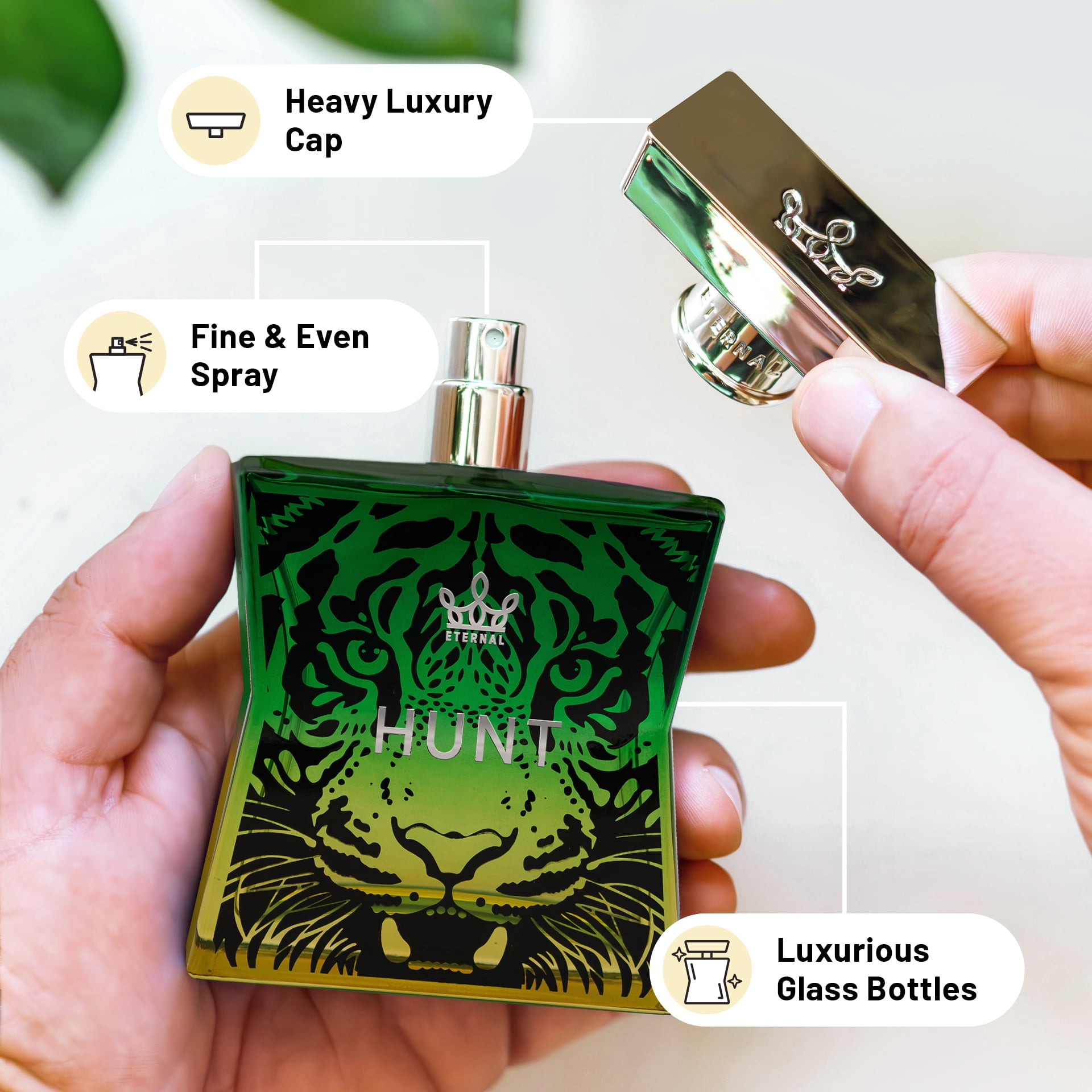 Eternal Fragrance HUNT, Spicy Vanilla, Warm Woody Amber Eau de Parfum, Inspired by Male Elixir Cologne for Men, 3.4 oz (100ml) Spray