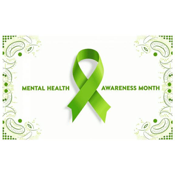 LUUFILx Mental Health Awareness Month Banner Green Ribbon Backdrop Decoration Event Promotion Office School Awareness Display Background Party Supplies Decor
