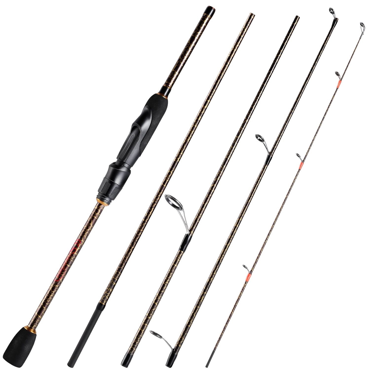 Sougayilang Spinning Casting Fishing Rod 5 Section Portable Carbon  Freshwater Fishing Pole 
