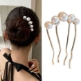 thumbnail image 2 of Vintage French Imitation Pearls U Shaped Hair Pins For Women Nonslip Hairpin Secure Grip Side Comb for Bridal Hair, 2 of 8