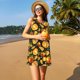 thumbnail image 3 of Easygdp Tangerine para Vestido Transpirable de Mujer, Vestido Suelto de Manga Corta con Pliegues y Bolsillos para el Verano, 3 of 7