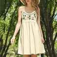 thumbnail image 2 of Boho Dresses For Women Beach Fashion Casual Loose A-Line V-Neck Sleeveless Spaghetti Straps Solid Color Mini Flowy Sundress Beige-02, 2 of 9