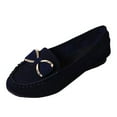 thumbnail image 3 of Bow Buckle Slip on Penny Loafers Boat Shoes for Women Suede Fall Casual Oxfords Low Heels Dress Ballet Flats, 3 of 4