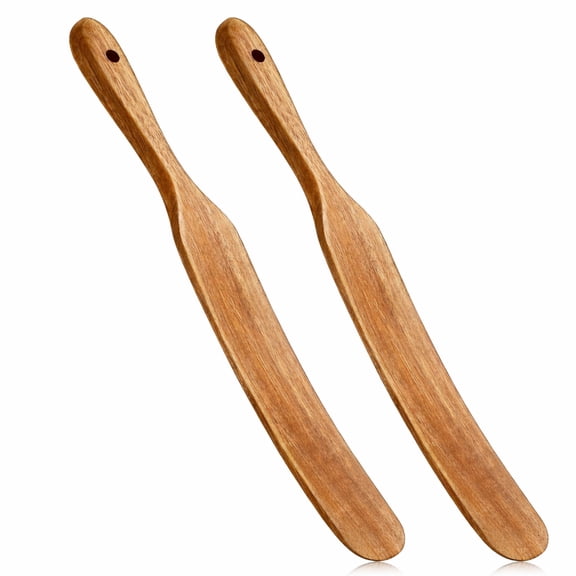 2 Pack 13 Inch Acacia Wooden Spatula for Cooking Sourdough Wooden Spurtle with Hanging Hole Wood Cooking Utensils Wood Spoon Cooking Mixing Tool for Sourdough Starter Cookware Pot Stir