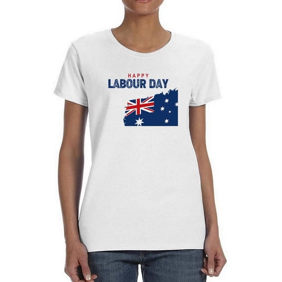 Happy Labour Day Simple Flag Shaped T-Shirt Women -Image by Shutterstock, Female XX-Large