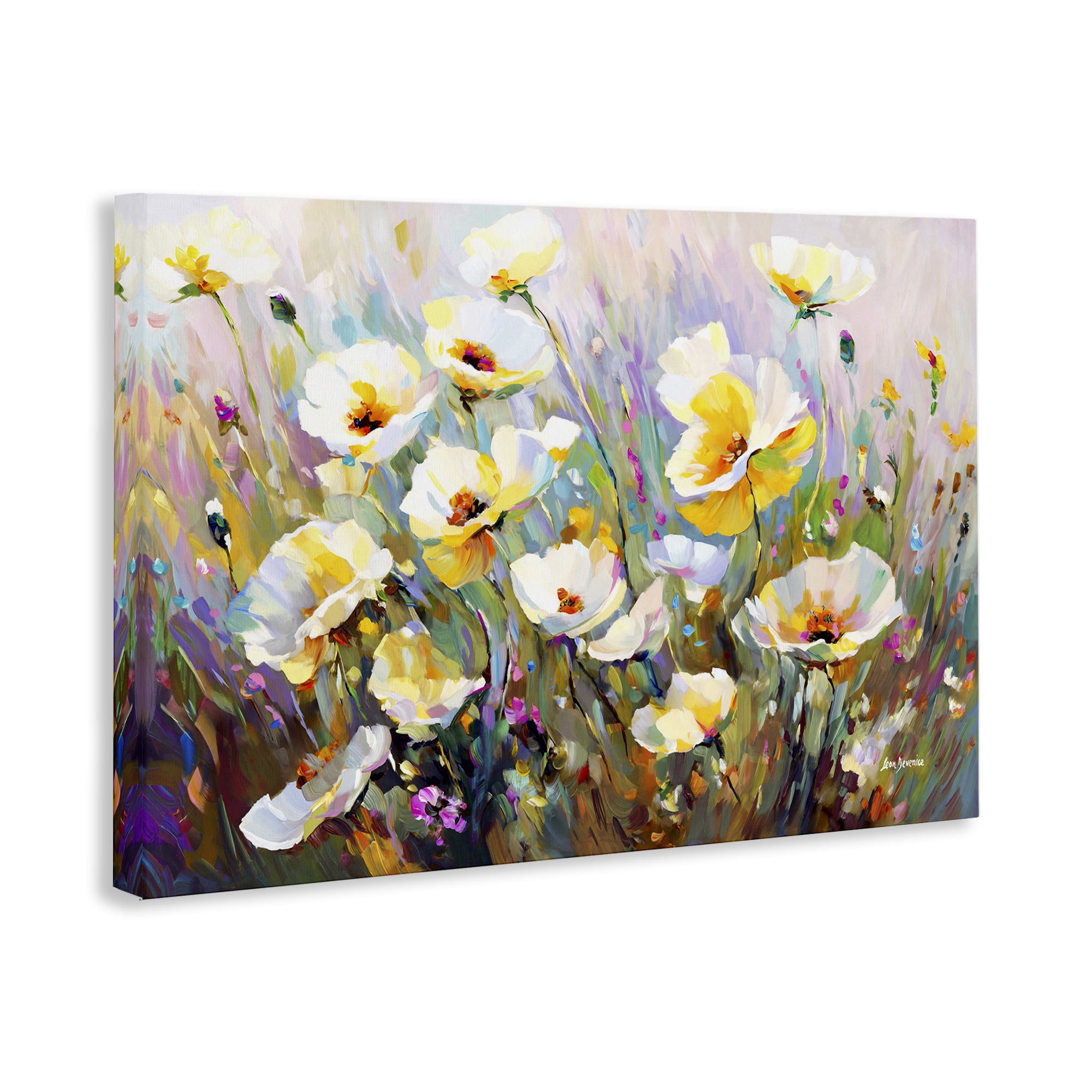 Stupell Industries Sunlit Petals Embrace Botanical & Floral Painting Gallery Wrapped Canvas Art Print Wall Art, 36 x 24