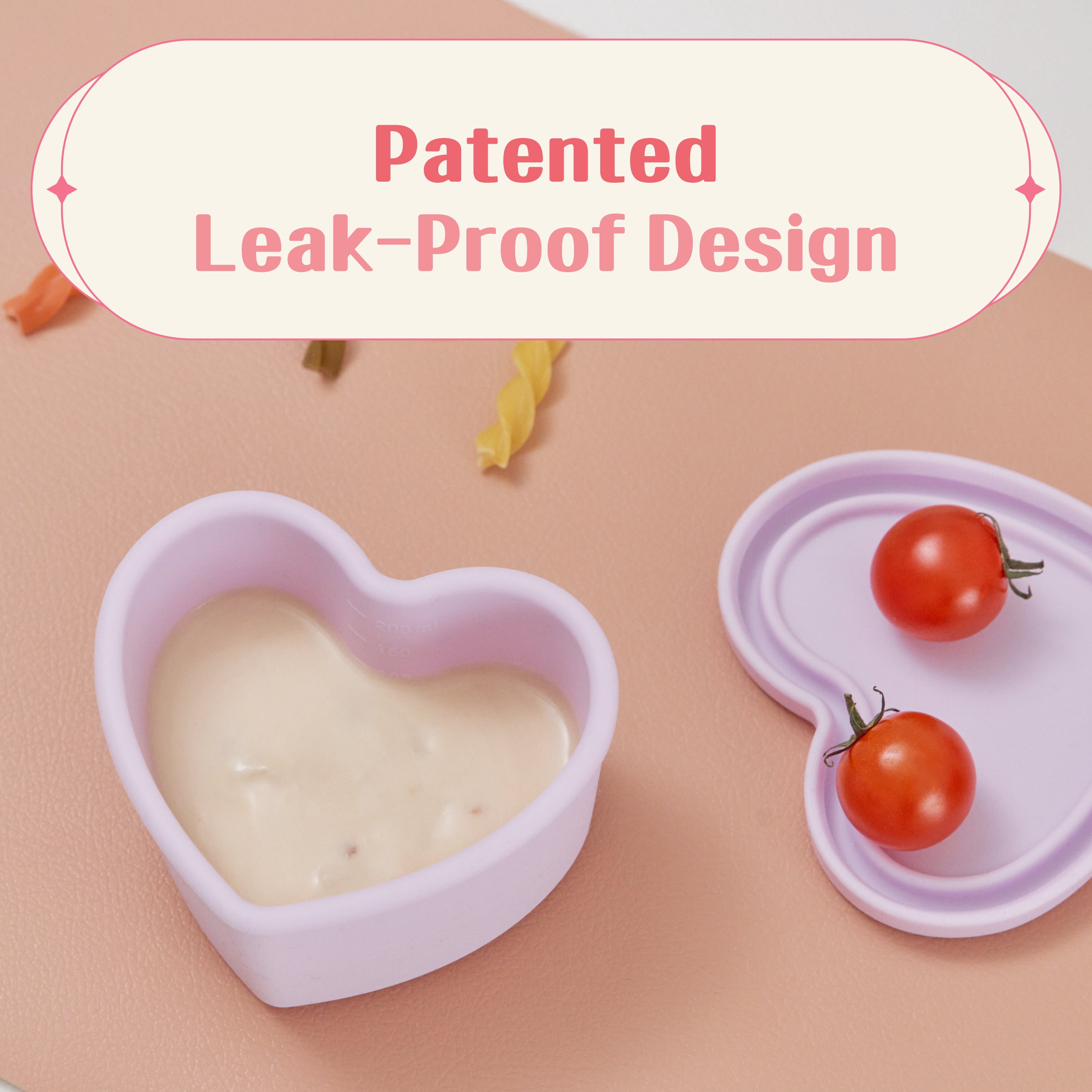 LOVEAT Heart Bowl 8.5 fl oz (250ml) – Patented Leak-Proof Baby Food Storage Container, Microwave Freezer and Oven Safe, BPA-Free for Weaning and Toddler Feeding (Butter Yellow)