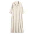thumbnail image 5 of Guieoi Womens Dresses Fall Plus Size Loose Casual Shirt Dress Relaxed-Fit Long-Sleeve Collared Ankle-Length Dress White S, 5 of 5