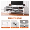 thumbnail image 5 of Rattan TV Stand 55 inch, Boho TV Console Cabinet, Mid Century Modern TV Stand with Adjustable Shelves, White, 5 of 7