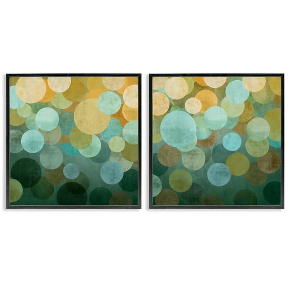 Stupell Industries Overlapping Circles Abstract Abstract Painting Black Framed Art Print Wall Art, 12 x 12, Set of 2