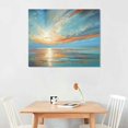 thumbnail image 2 of COMIO Turquoise and Gold Abstract Seascape Wall Art Handmade Modern Textured Oil Painting on Canvas for Home Office Decoration - 20x16 Inch, 2 of 3