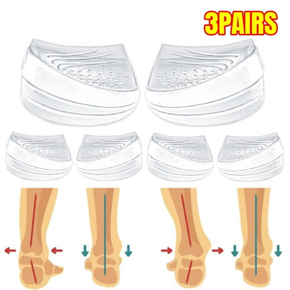 3 Pairs Adjustable Heel Wedge Inserts for Supination & Pronation Correction,Lateral Heel Insoles for Bow Legs