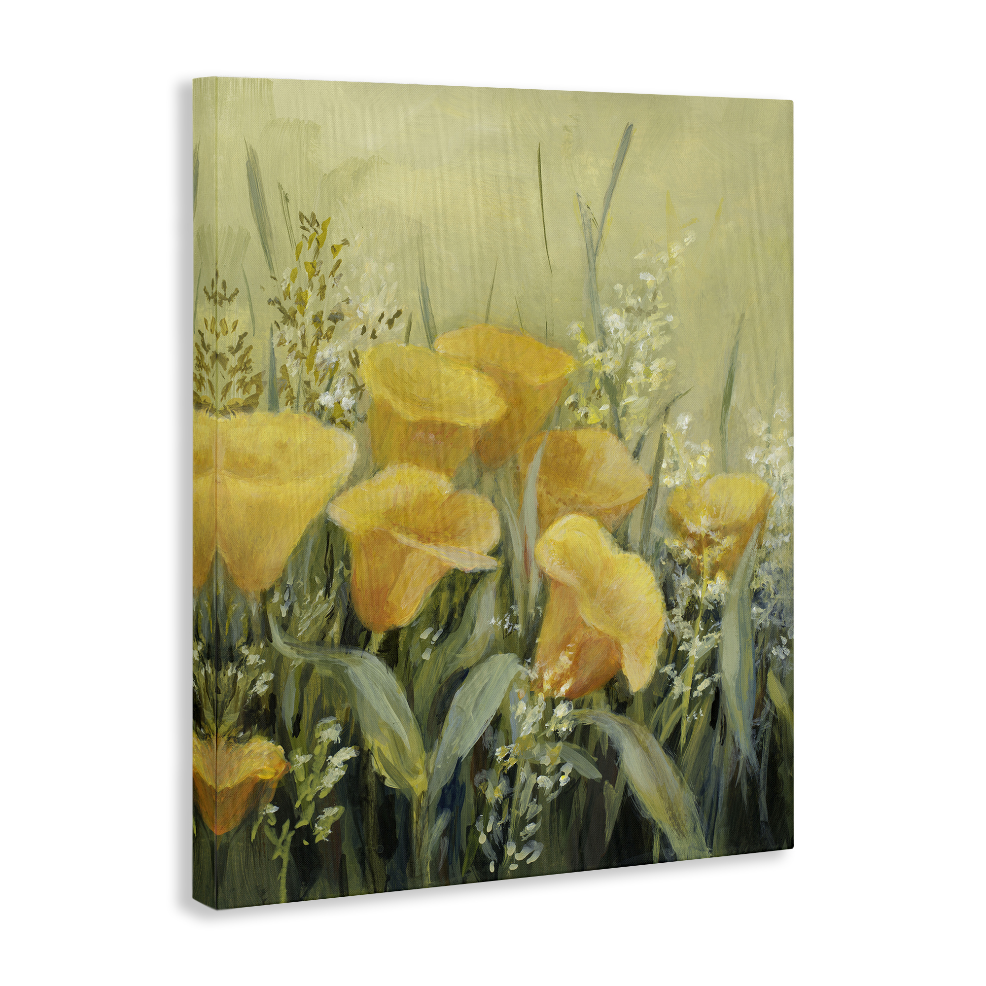 Stupell Industries Golden Horned Poppies Plants & Flowers Painting Wrapped Canvas Art Print Wall Art, 24 x 30