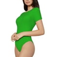 thumbnail image 2 of Balery Green Women's Short Sleevee Crew Neck Bodysuit Tops Short Sleeve Tops Basic-Large, 2 of 9
