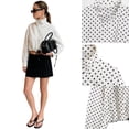 thumbnail image 3 of PUWEI Women's Casual Polka Dot Coats Lightweight High Neck Cropped Jacket with Pockets, 3 of 7