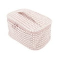 thumbnail image 1 of 1 Pc Bolsa de Maquillaje de Viaje de Piel de Mujer para Vacaciones y Actividades al Aire Libre, Color Rosa, 1 of 3