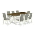 thumbnail image 6 of East West Furniture X077LA206-9 9-Piece Amazing Dining Set a Great Cement Color Dining Table Top and 8 Beautiful Linen Fabric Dining Chairs with Stylish Chair Back, Linen White Finish, 6 of 10