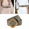 thumbnail image 4 of Retro Style Wide Straw Woven Waist Belt Elastic Waistband Birthday Women , stripe, 4 of 7