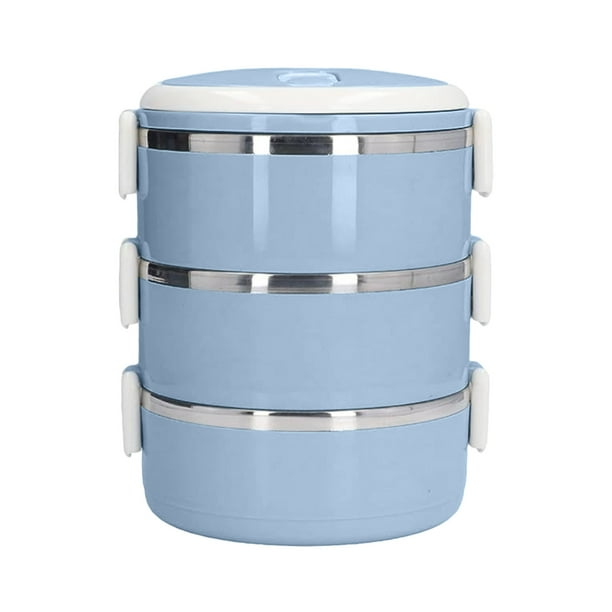 Pisexur Batería de cocina Lonchera de acero inoxidable, lonchera de plástico multicapa con aislamiento para estudiantes. para la cocina del hogar