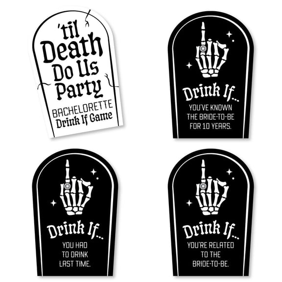 Big Dot of Happiness Til Death Do Us Party Drink If Party Game, Goth Bridal and Bride or Die Bachelorette Party Game Cards – Set of 24