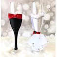thumbnail image 1 of Abbie Home Flûte à Champagne de Mariage pour Mariée et Marié en Noir et Blanc - Fête Réception Célébration Verres à Lancer avec Nœud Robe Rose Rouge et Strass (Ensemble de Verres), 1 of 4
