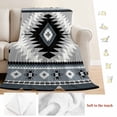 thumbnail image 5 of Haze Blue Boho Blanket Soft Cozy Warm Throw Blanket for Couch, Plush Fuzzy Flannel Fleece Blankets for Sofa, Farmhouse Retro Southwest Aztec Motifs Bed Blankets Lightweight Gifts for Women, 50"x80", 5 of 9