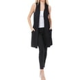thumbnail image 7 of MixMatchy Women's Open Front Draped Heavyweight Cardigan Long Vest With Side Pockets -Made In USA, 7 of 7