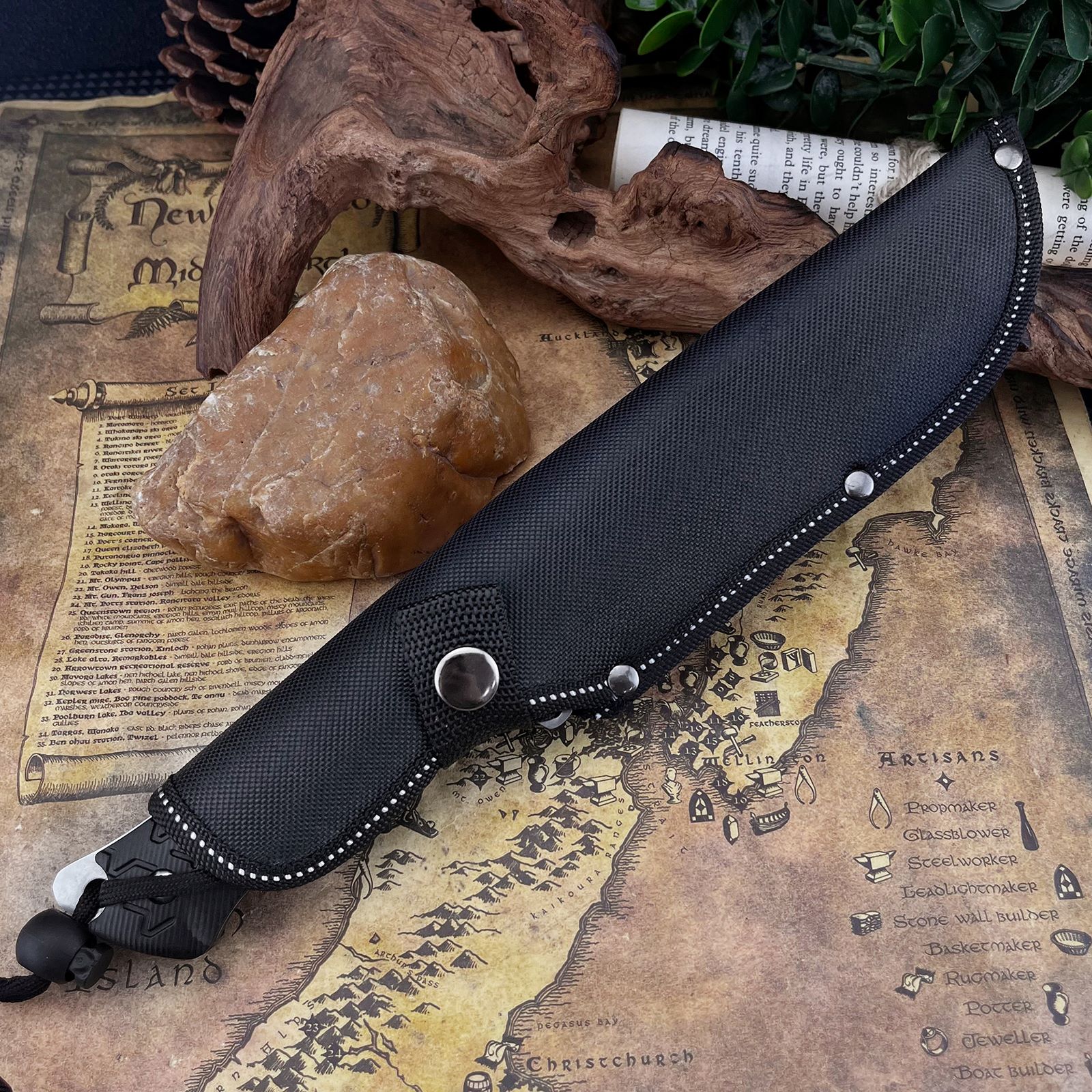 Multi-Purpose Fixed Blade Knife, 7Cr13Mov Stainless Steel, Nylon Fiber Handle, 11.81" Overall Length with Sheath for Light Outdoor Tasks