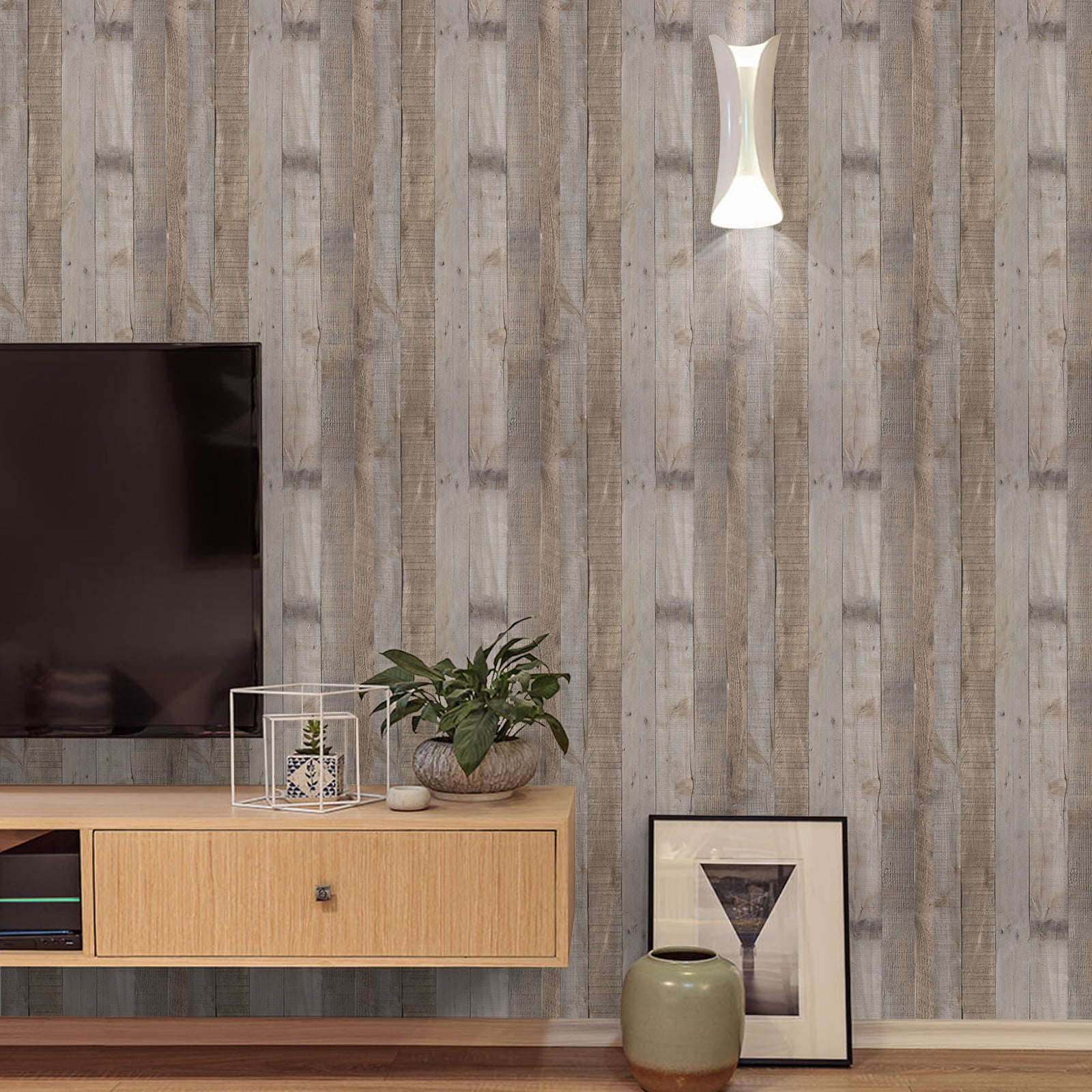 UMIGGEE Wood Wallpaper Peel and Stick Wallpaper 17.7" x 118" Faux Wood Plank Wallpaper Distressed Reclaimed Wood Wallpaper Plank Self Adhesive Contact Paper Adhesive Backing Easy to Clean