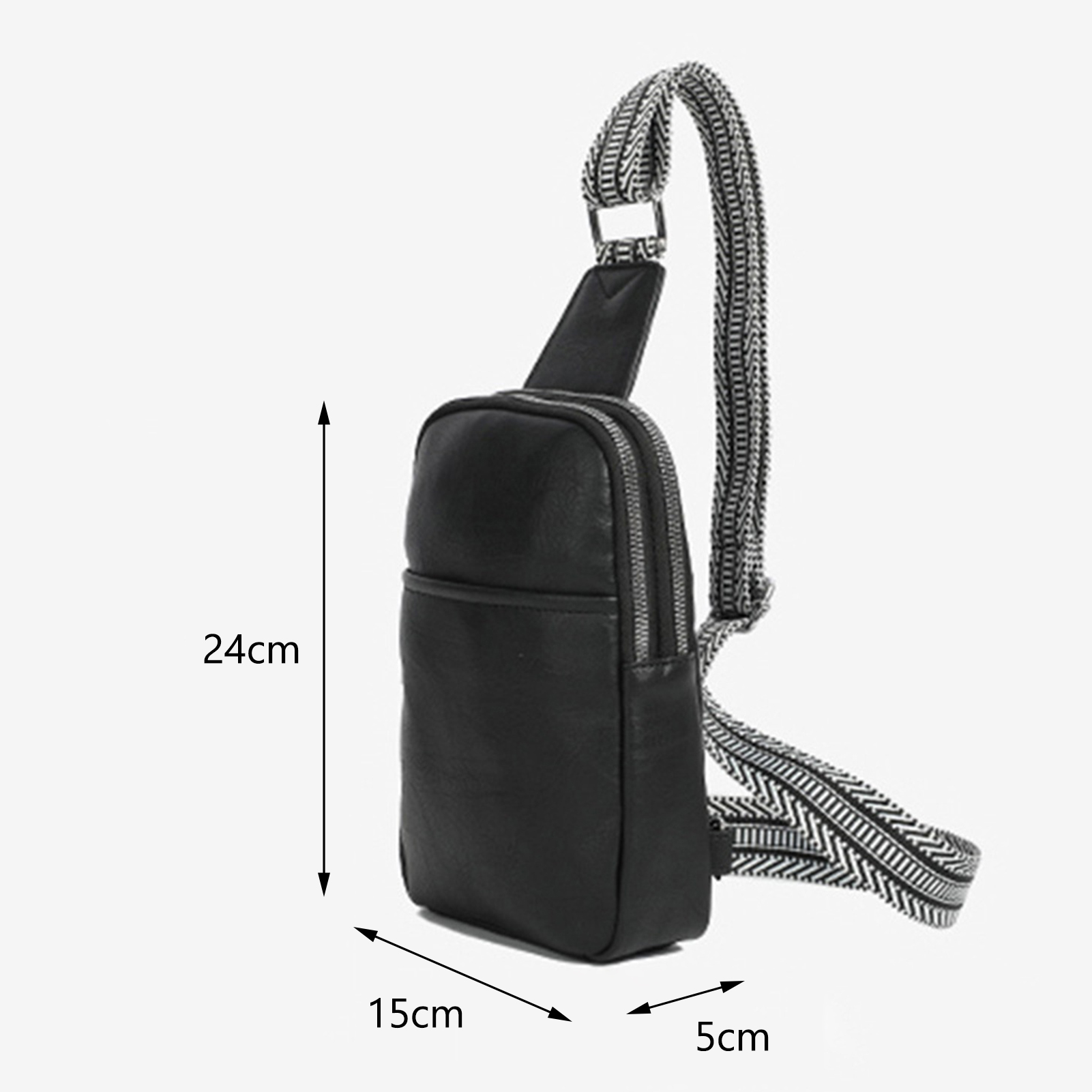 ruhuadgb Crossbody Fanny Pack with Zipper Large Capacity Wear Resistant Faux Leather Small Sling Bag Chest Bag for Women