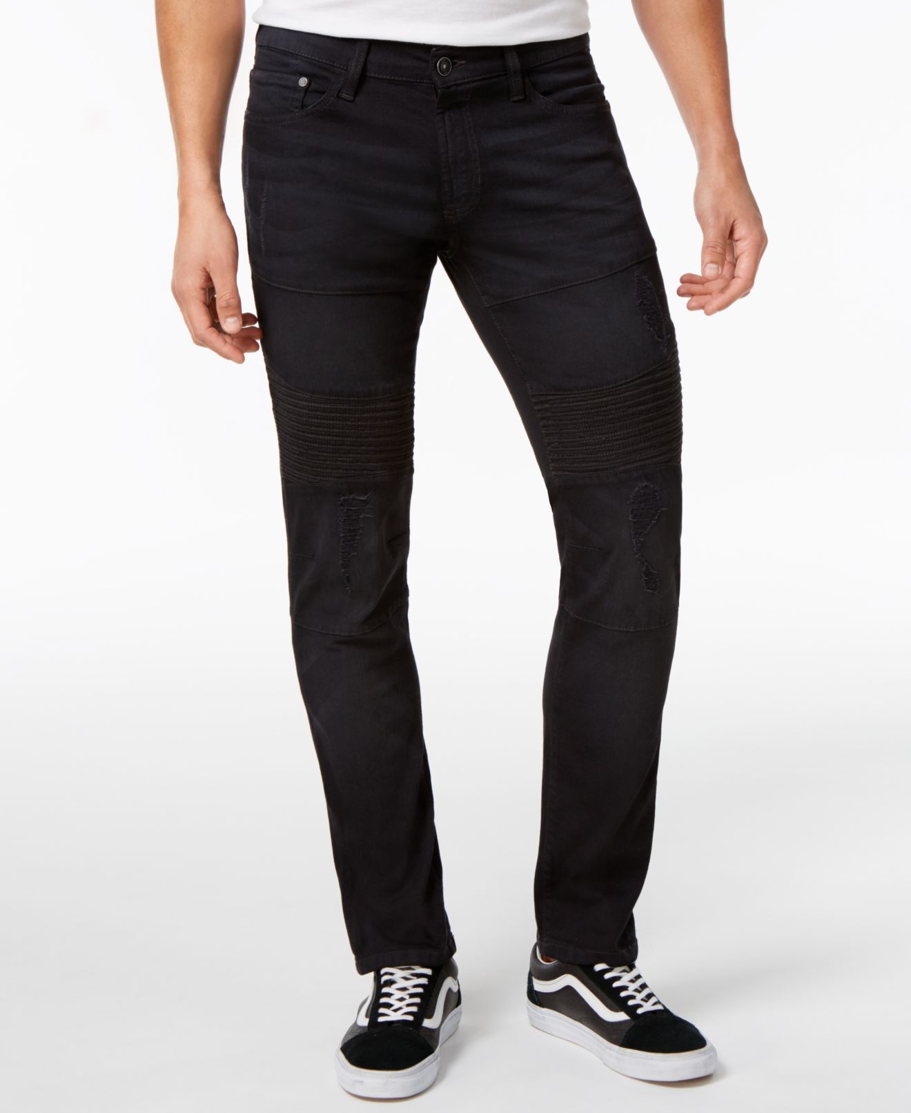 Mens 34x30 Slim Fit Stretch Moto Jeans 