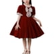 thumbnail image 4 of Vestido de fiesta para niños, manga corta, encaje, cuello redondo, elegante, vestido formal para niñas pequeñas, para boda, actuación de piano, rojo, 120cm/47,2 pulgadas, 4 of 8