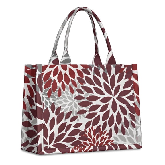Large Capacity Tote Bag,Red Floral and Petal Pattern Handbag Fashion Luxury Tote Bag,15.7"x13"x 5.1" Inches,Laptop Compatible