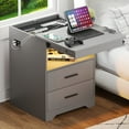 thumbnail image 3 of FREDEES Bedside Table with Charging Station, 3 Colors Smart Human Sensor Nightstand with Drawers&Gun Safe,Brightness Adjustable Modern All in one Nightstand for Bedroom/Living Room Furniture Grey, 3 of 6