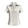 thumbnail image 5 of Women's Summer Tops BWASD Casual Silk Satin Short Sleeves Shirts Elegant Business Blouses Dressy for Go Out Workout Outfits Trendy 2026 White S-5XL, 5 of 5