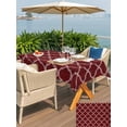 thumbnail image 4 of Outdoor Tablecloth with Umbrella Hole and Zipper, Deep Red Morocco Rectangle Table Cloth 60x102 Inch Waterproof Tablecloth, Retro Farmhouse Quatrefoil Plaid Picnic Table Cover for Patio Camping, 4 of 7