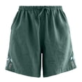 thumbnail image 4 of Cmfcve Women's Shorts Cotton Linen Casual Drawstring High Waist Shorts Floral Embroidery Loose Fit Summer Shorts with Pockets, 4 of 6