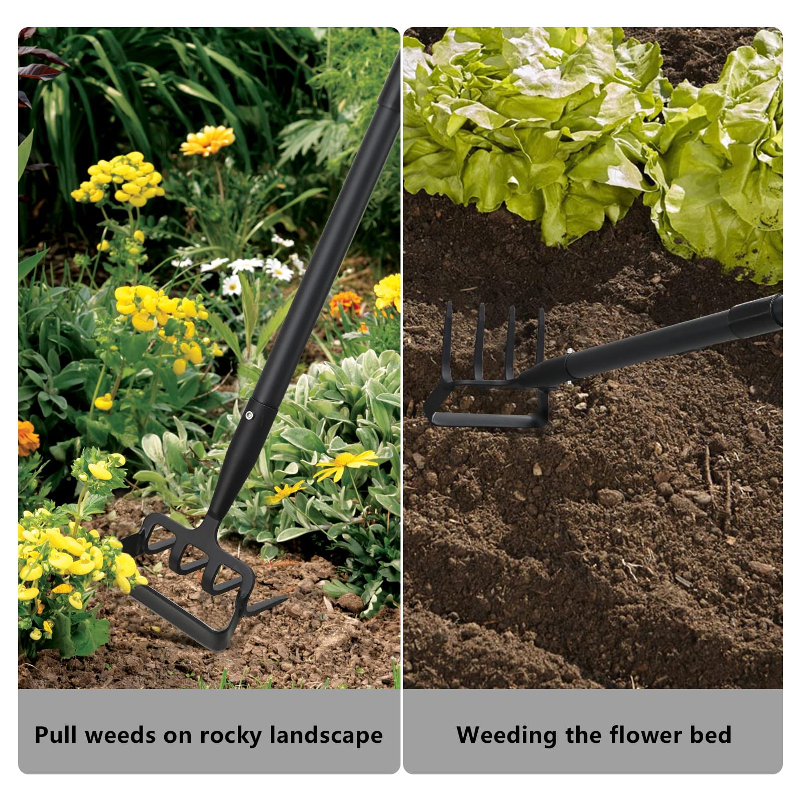 72 inch Garden Hoe, Stirrup Hoe and Cultivator Garden Tool, Heavy Duty Hula Hoe Weeding Gardening Hand Tools