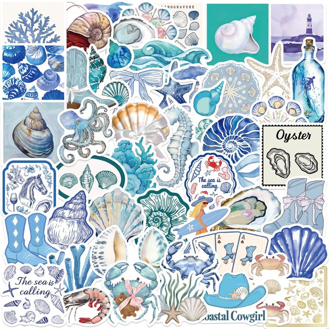 Pegatinas Coastal Cowgirl Ocean Aesthetic, de vinilo impermeable, 50 unidades