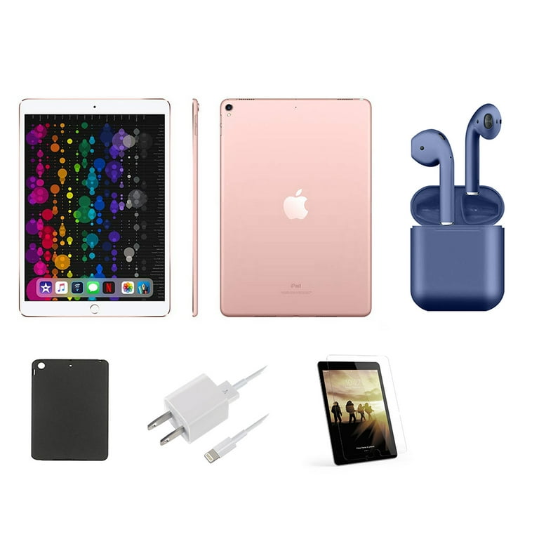 Refurbished | Apple 10.5-inch iPad Pro | Wi-Fi Only | 64GB | Rose Gold |  Bundle: Case, Pre-Installed Tempered Glass, Rapid Charger,  Bluetooth/Wireless