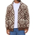 thumbnail image 1 of Suéter cárdigan de punto con cuello de chal y botones para hombres, de manga larga, talla XL, color marrón, 1 of 6