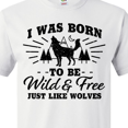 thumbnail image 3 of Inktastic I was Born to be Wild and Free with Wolf and Mountains T-Shirt, 3 of 4