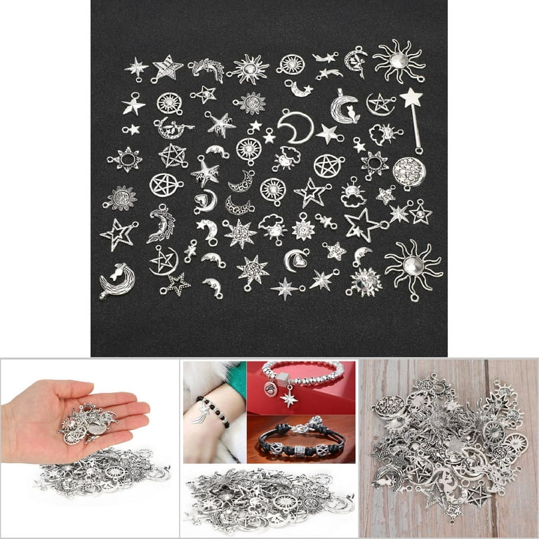  Decoendiy 20Pcs Alloy Gothic Charms, Silver Black Heart Star  Moon Charm Pendants, Vintage Metal Cross Flower Bow Charms, for Jewelry  Making DIY Bracelets Crafts Supplies (A)